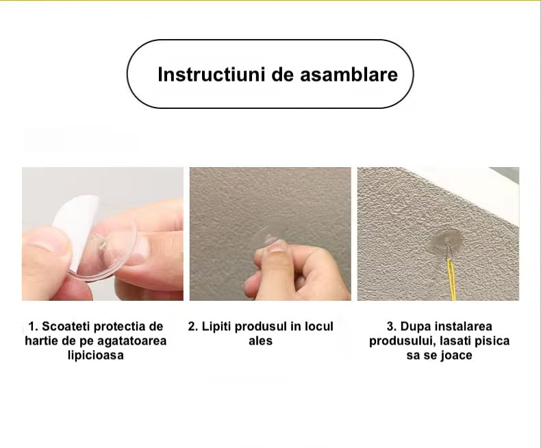 Jucărie Pisici Omidă cu Pene și Elastic Reglabil 180cm | Animalique