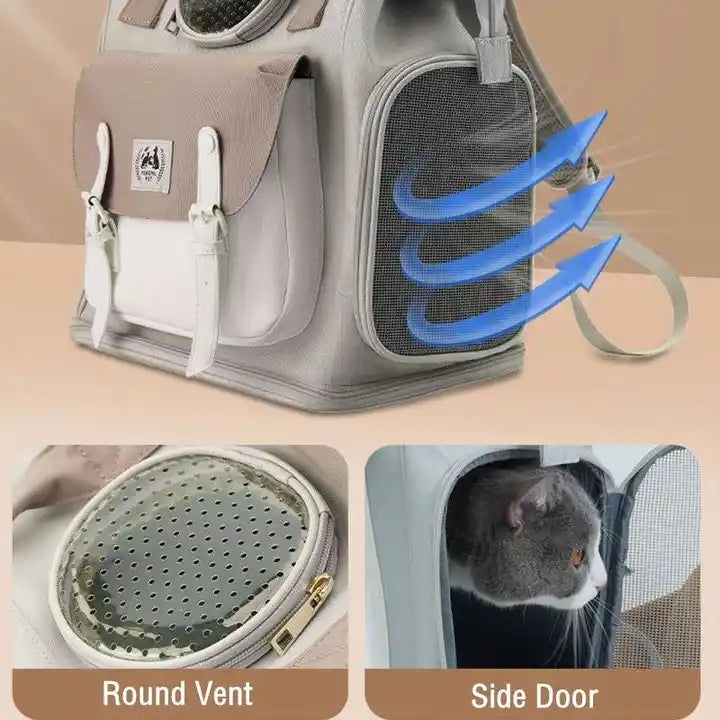 Geantă Transport 2-în-1 Câini Pisici Rucsac cu Ferestre Plasă | Animalique